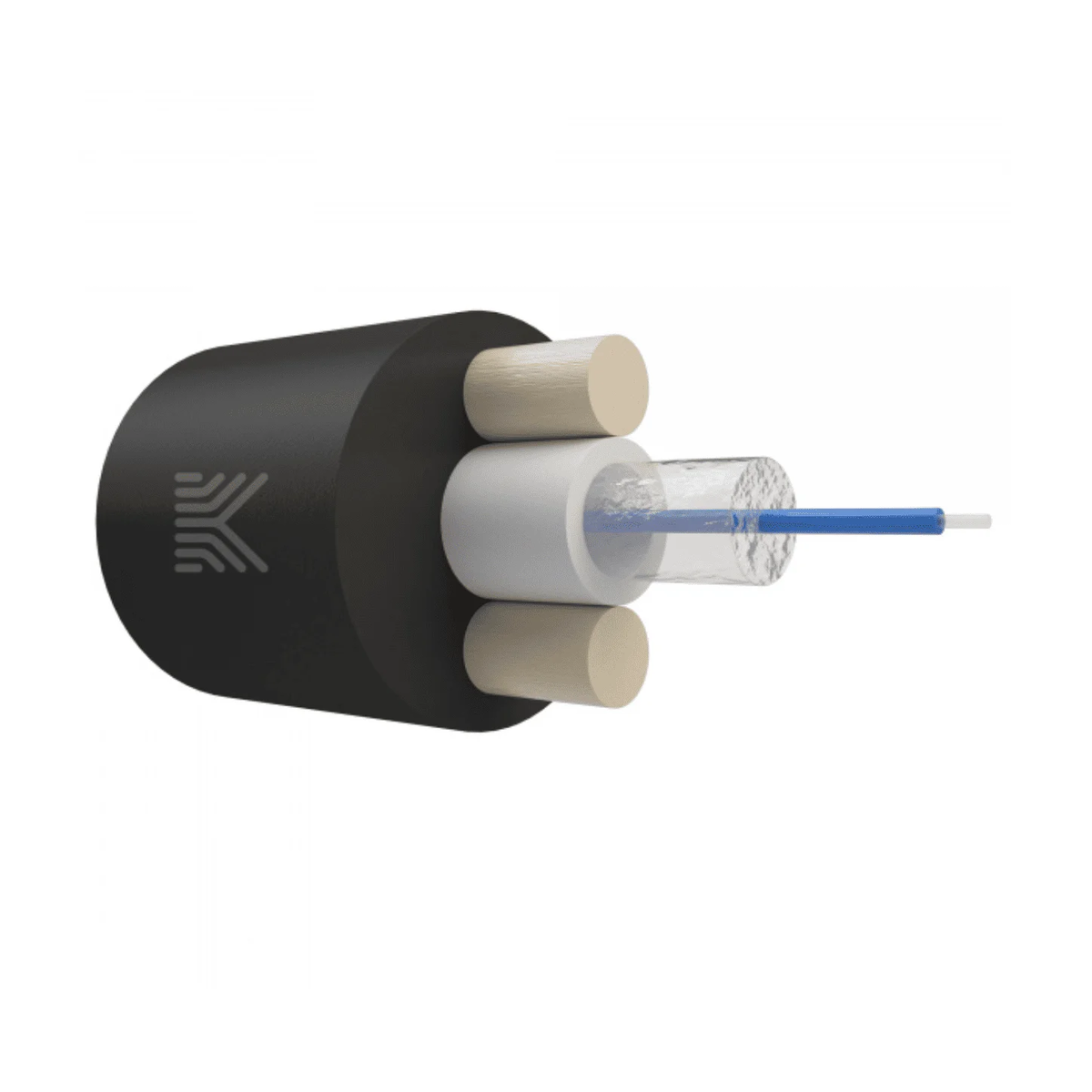 Круглый дроп-кабель 1 волокно G.657.A1, с ЦТ, усиленный стеклопрутками, 1.5 кН
